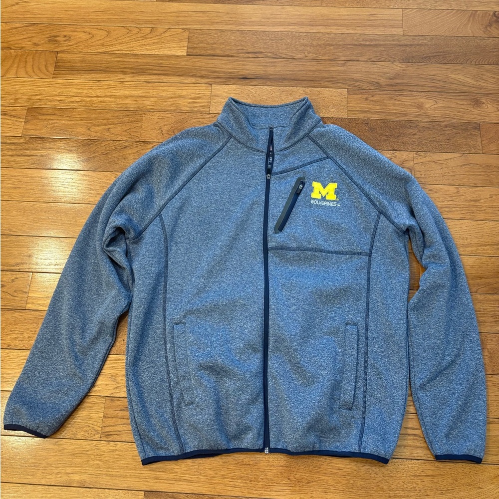Michigan Wolverines Blue/Gray Full-Zip Jacket with Yellow Logo